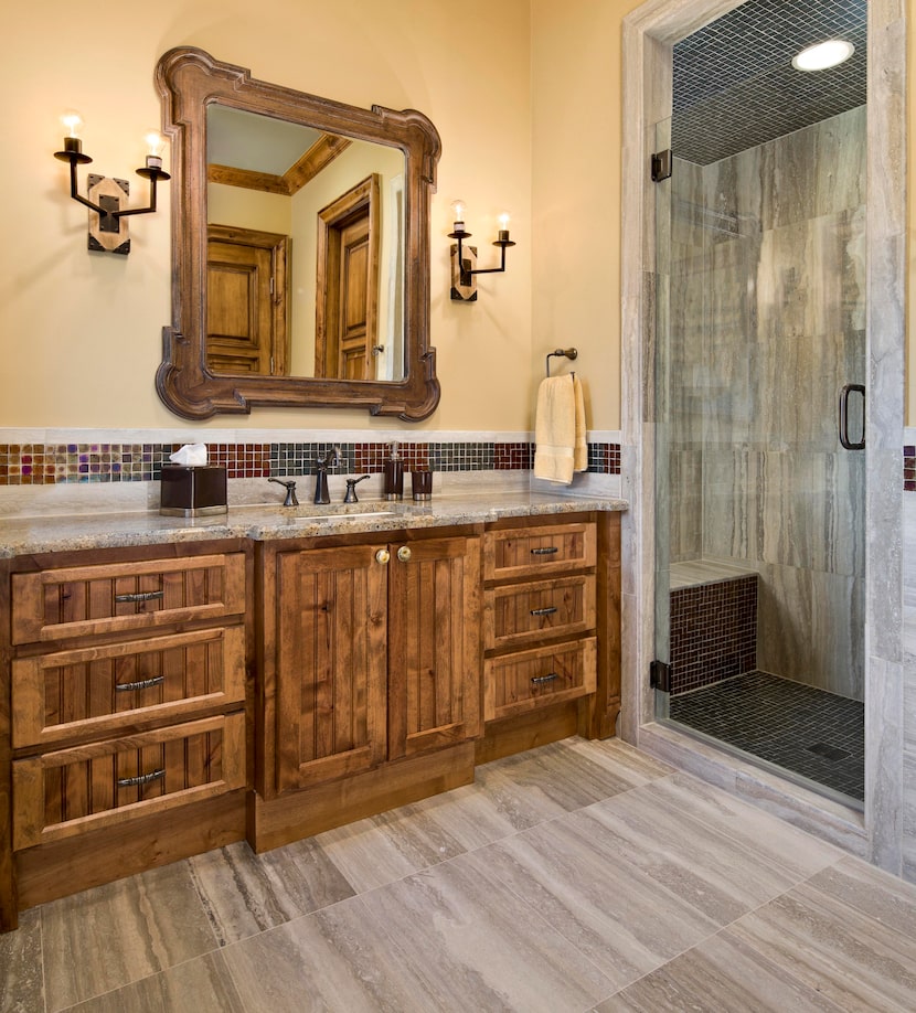 One of nine full bathrooms in the home.