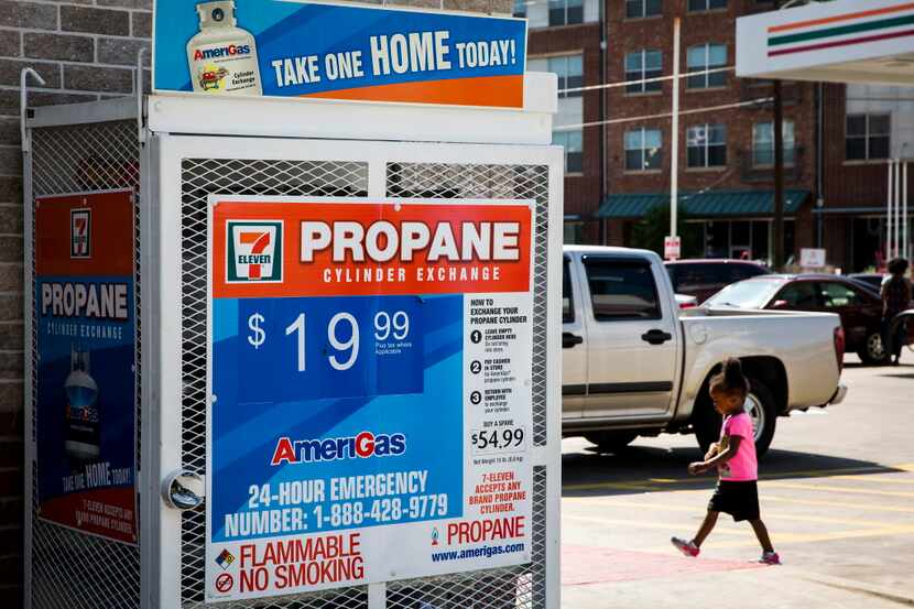  Propane tanks at a downtown 7-Eleven store on Friday, May 13, 2016, in Dallas. (Smiley N....