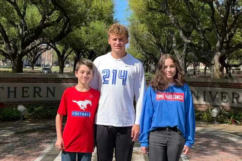 SMU QB commit Tyler Aronson on campus with his younger brother Parker (left) and younger...