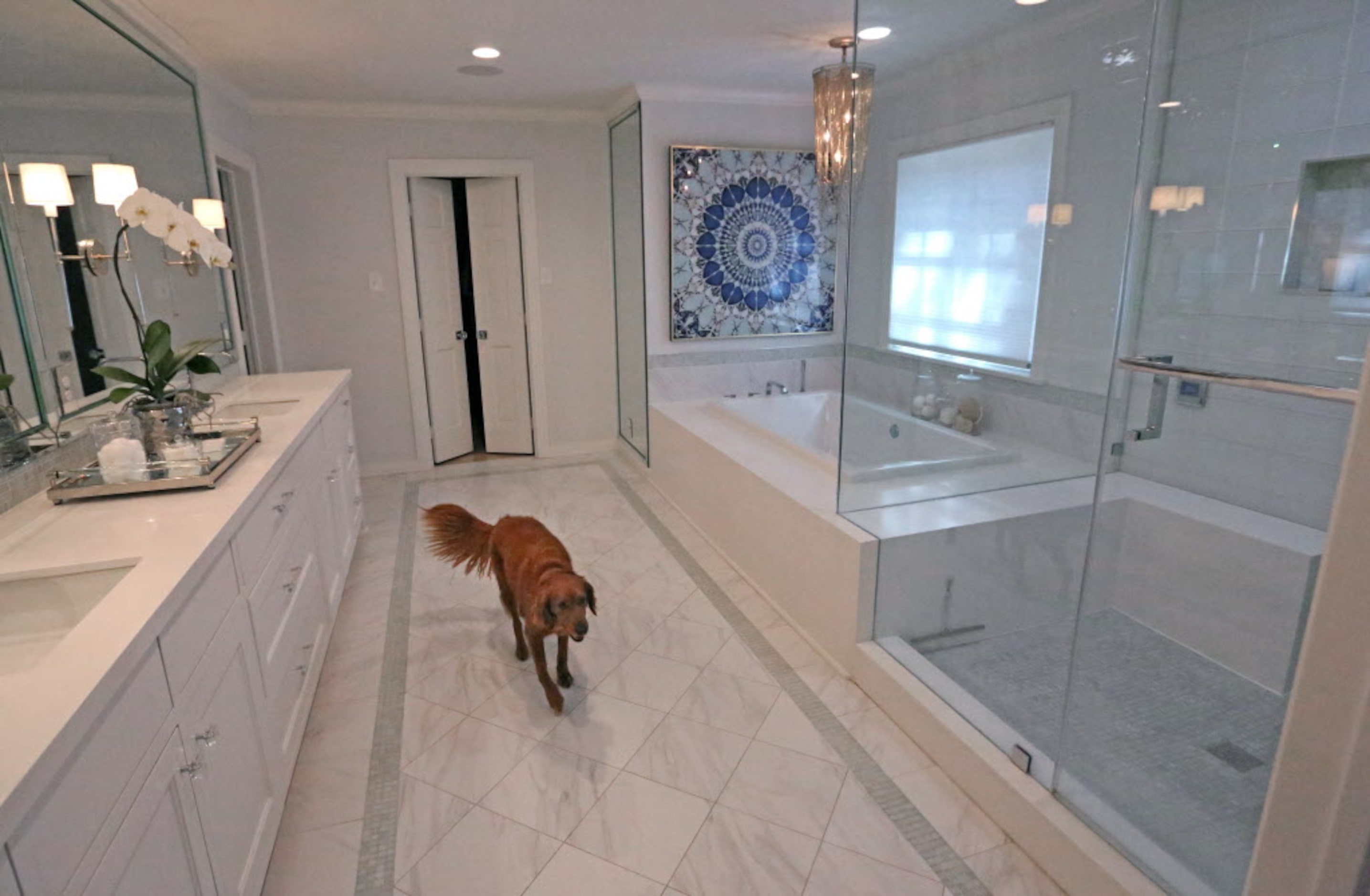 A look at the master bath at the home of former Dallas Stars goalie Marty Turco in Dallas on...