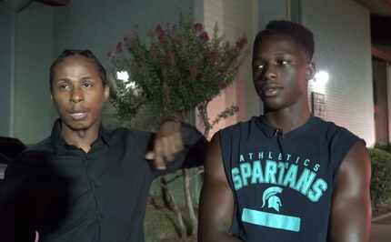 Cyrus Dunbar (left) and Benny Amani describe what they saw when they came upon an apartment...