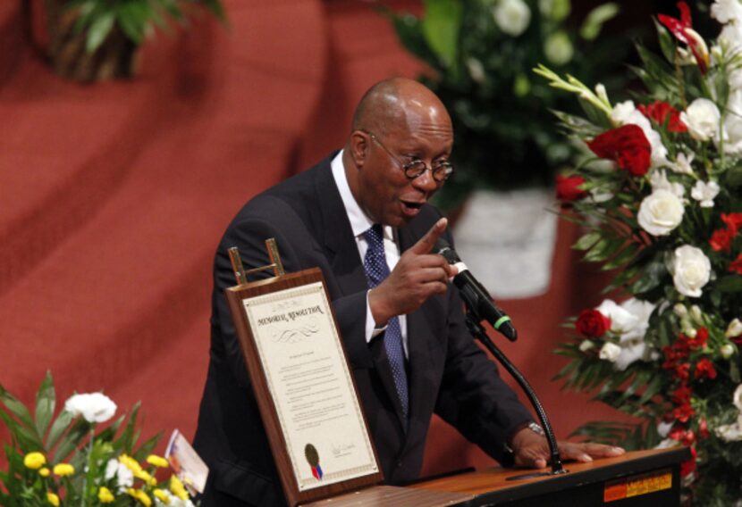 Former Dallas Mayor Ron Kirk spoke during the ceremony.