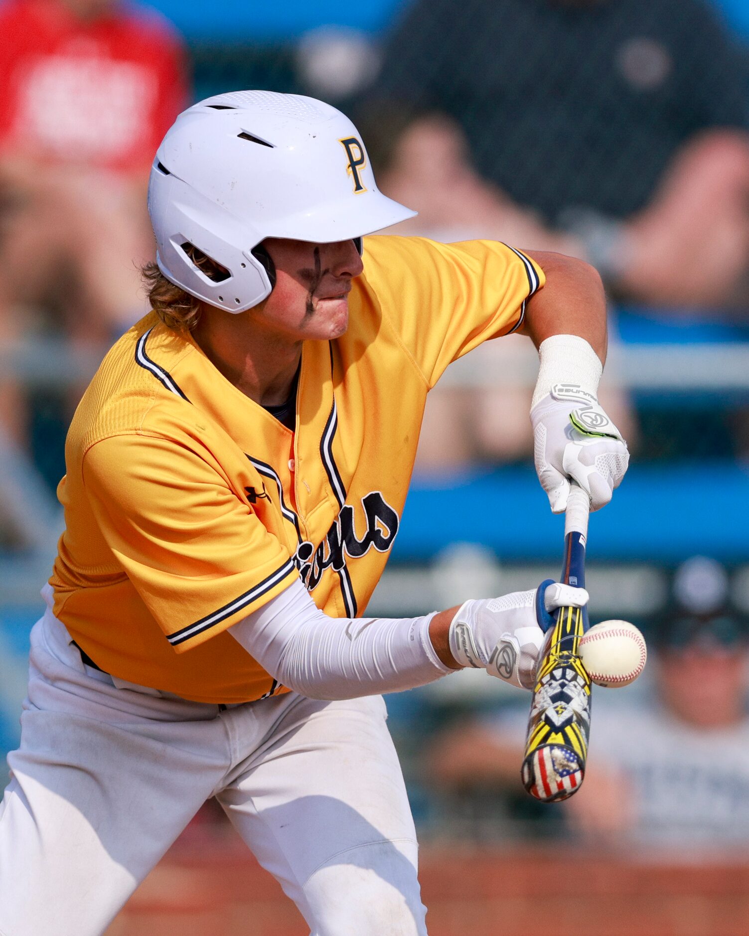 Plano Prestonwood shortstop Will Johnson (9) lays down a bunt against Fort Worth Nolan...