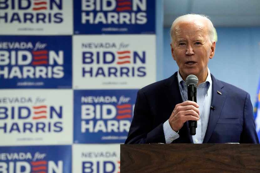 President Joe Biden speaks at the Washoe Democratic Party Office in Reno, Nev., Tuesday...
