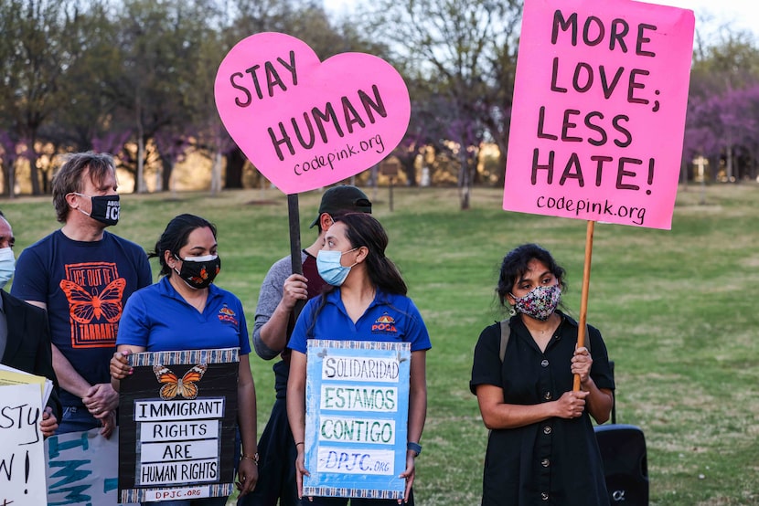 DFW-area groups and concerned individuals during a rally to stand in solidarity with the...