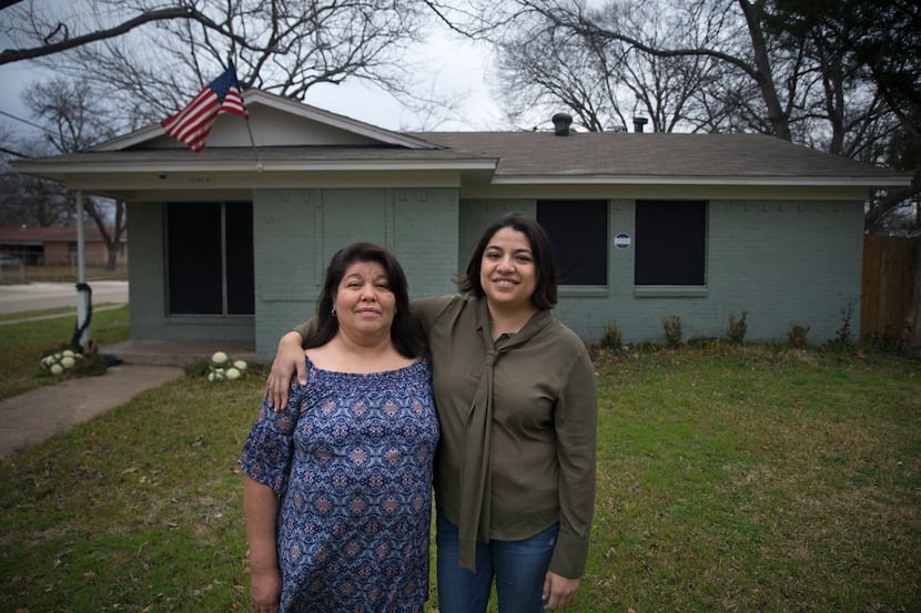 Roselia Soto, 59, left, and her daughter, Nora Soto, 33, pose for a portrait in front of...