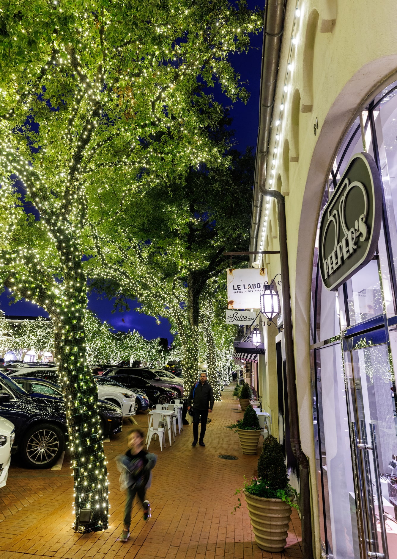 Highland Park Village’s Christmas lights are some of the prettiest in Dallas-Fort Worth. 