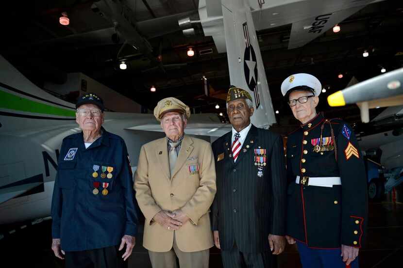 
From left: World War II vets James Henderson, Morris Paulk, Will Nealy and R.V. Burgin will...