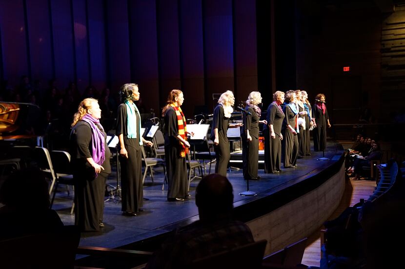 Member of the Dallas Women's Chorus perform at Moody Performance Hall.