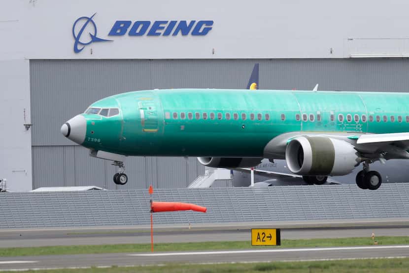 FILE - In this April 10, 2019, file photo, a Boeing 737 Max 8 airplane being built for...
