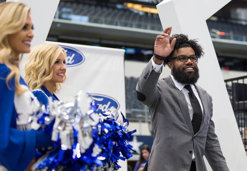 Running back Ezekiel Elliott is introduced during the annual Cowboys Kickoff Luncheon at...