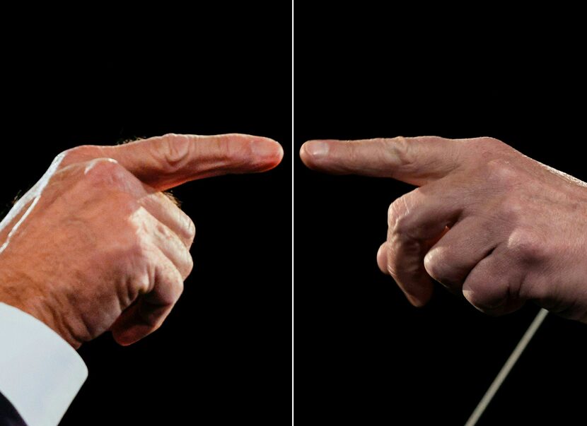 Joe Biden and President Donald Trump point during the final presidential debate.