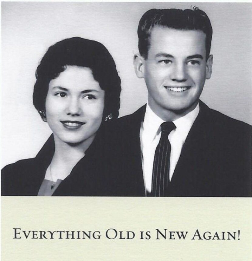 A wedding invitation includes a high school photo of Betty Mashek Ingram and Wesley Bankston.