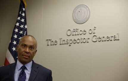 Massachusetts Gov. Deval Patrick responds to a reporter's question after Inspector General...