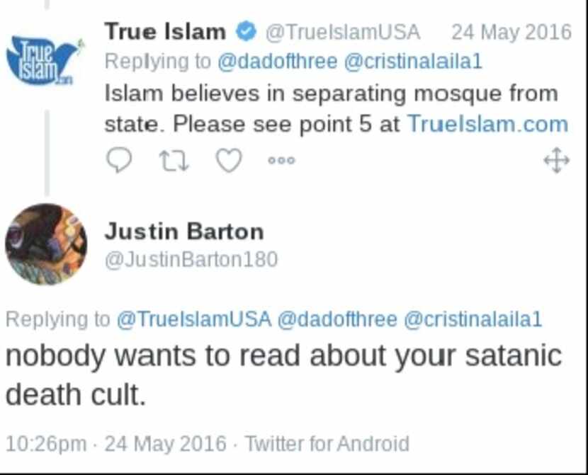 This is a screenshot of a tweet from Justin Barton, who's Twitter account is now closed. 