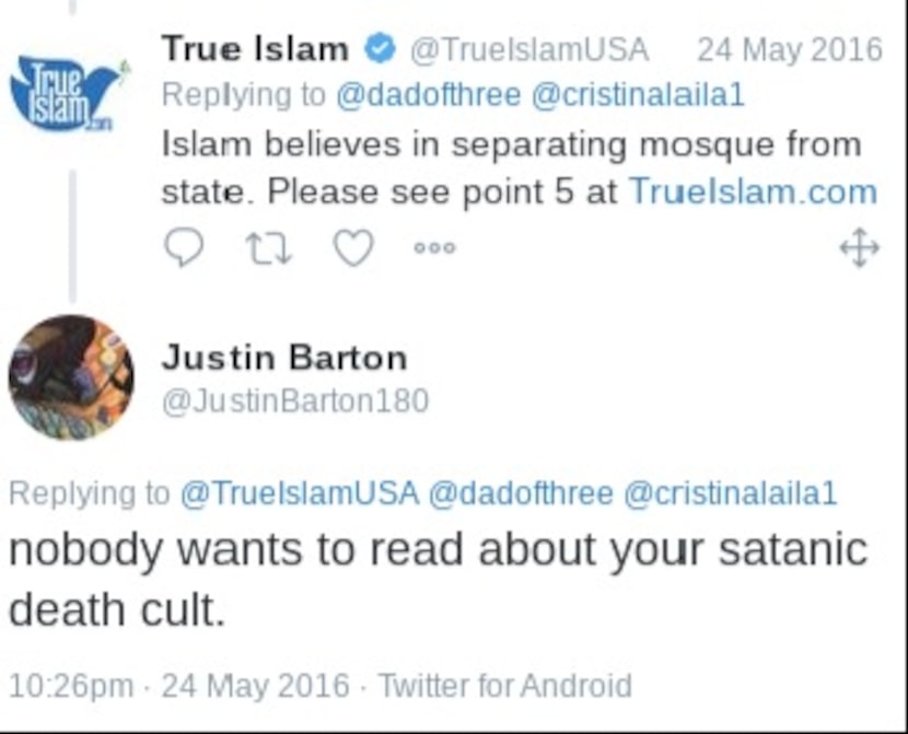 This is a screenshot of a tweet from Justin Barton, who's Twitter account is now closed. 