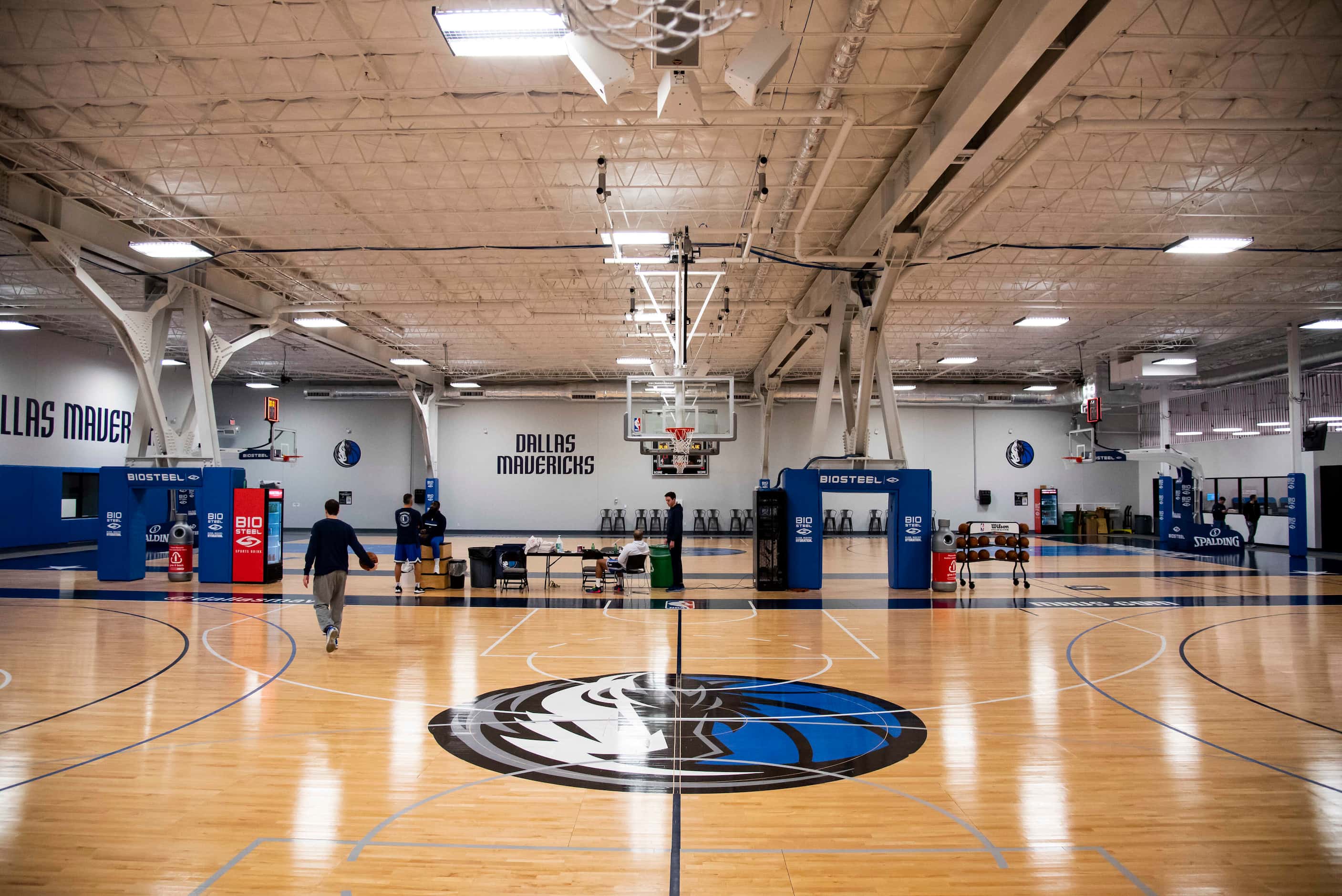 A view of the new practice court at the Dallas Mavericks BioSteel Practice Center in...