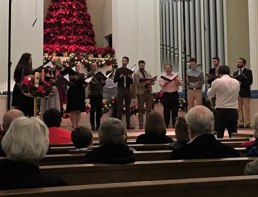 The Verdigris Ensemble, led by artistic director Sam Brukhman, performs a Christmas concert...