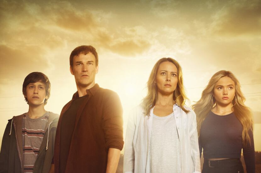 (left to right) Percy Hynes White, Stephen Moyer, Amy Acker and Natalie Alyn Lind star in...