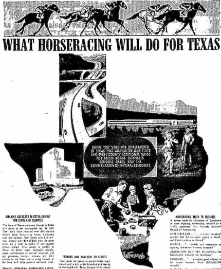 Pro-horse racing advertisement from 1962.