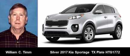 Timm was last seen driving a silver 2017 Kia Sportage, the model shown above.