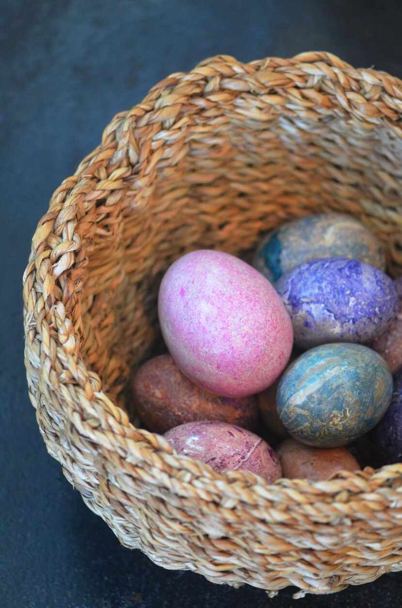 
Marbleized eggs, each one unique in its swirling pattern, are $7-$12 at Bishop Street...