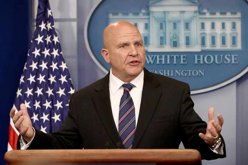 National Security Advisor H.R. McMaster answers questions during a press briefing at the...