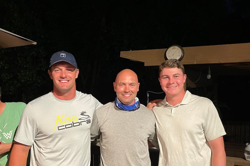 (Left to right) Former SMU golfer Bryson DeChambeau, current SMU golf coach Chris Parra and...