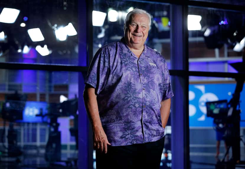 WFAA-TV sports anchor Dale Hansen stands outside the station's Victory Park studios in...