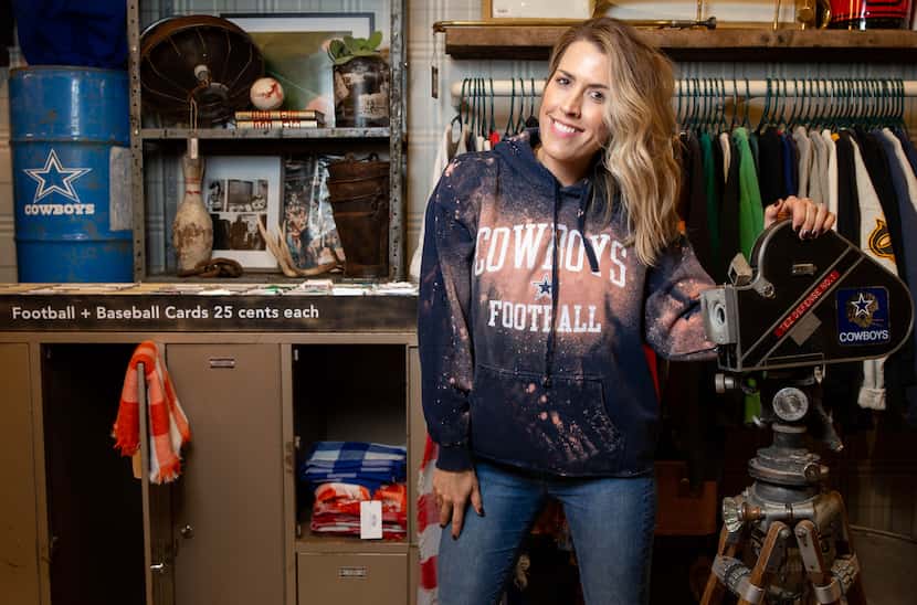 Game Day Style founder Brittany Cobb is wearing a reimagined vintage Cowboys sweatshirt at...