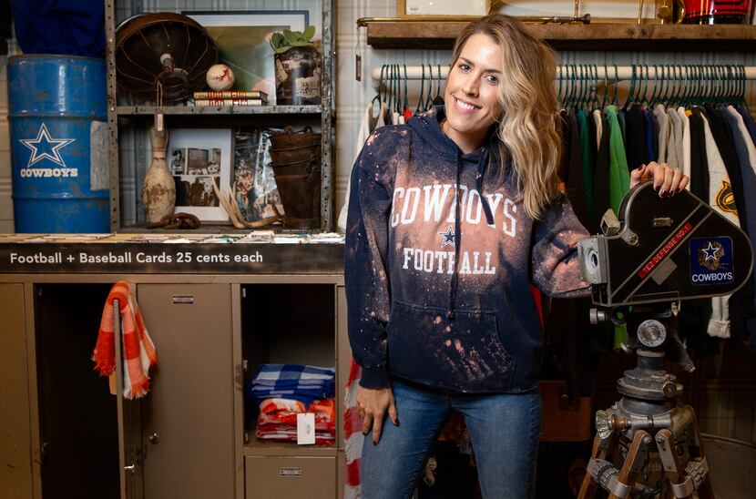 Game Day Style founder Brittany Cobb is wearing a reimagined vintage Cowboys sweatshirt at...