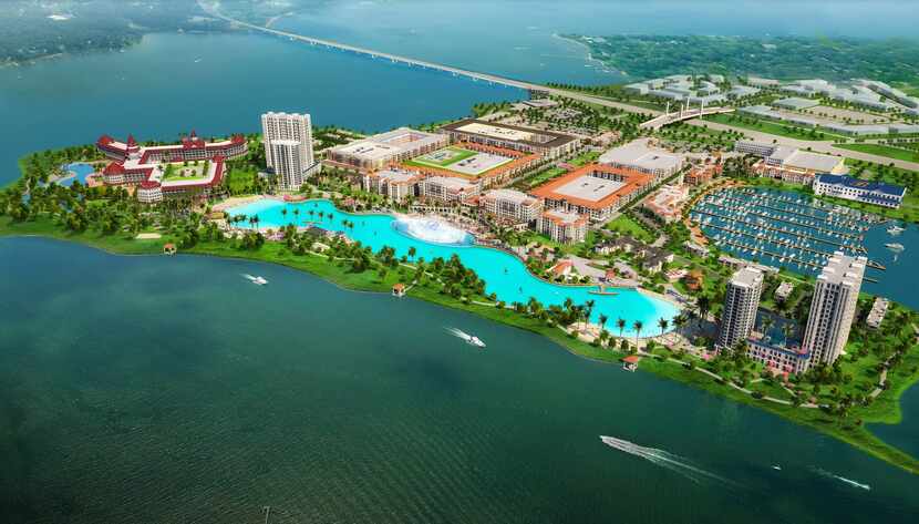 The 8-acre Crystal Lagoon is on Lake Ray Hubbard.