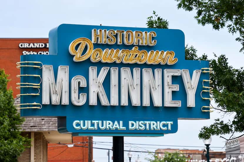 A sign for Historic Downtown McKinney pictured Saturday, June 10, 2023, in McKinney, Texas.