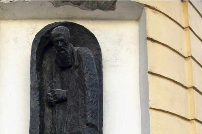 Monument to the house of Raskolnikov, the main character in Dostoevsky's "Crime and...