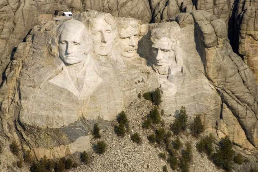 FILE - This April 22, 2008 file photo shows the Mount Rushmore National Memorial in the...