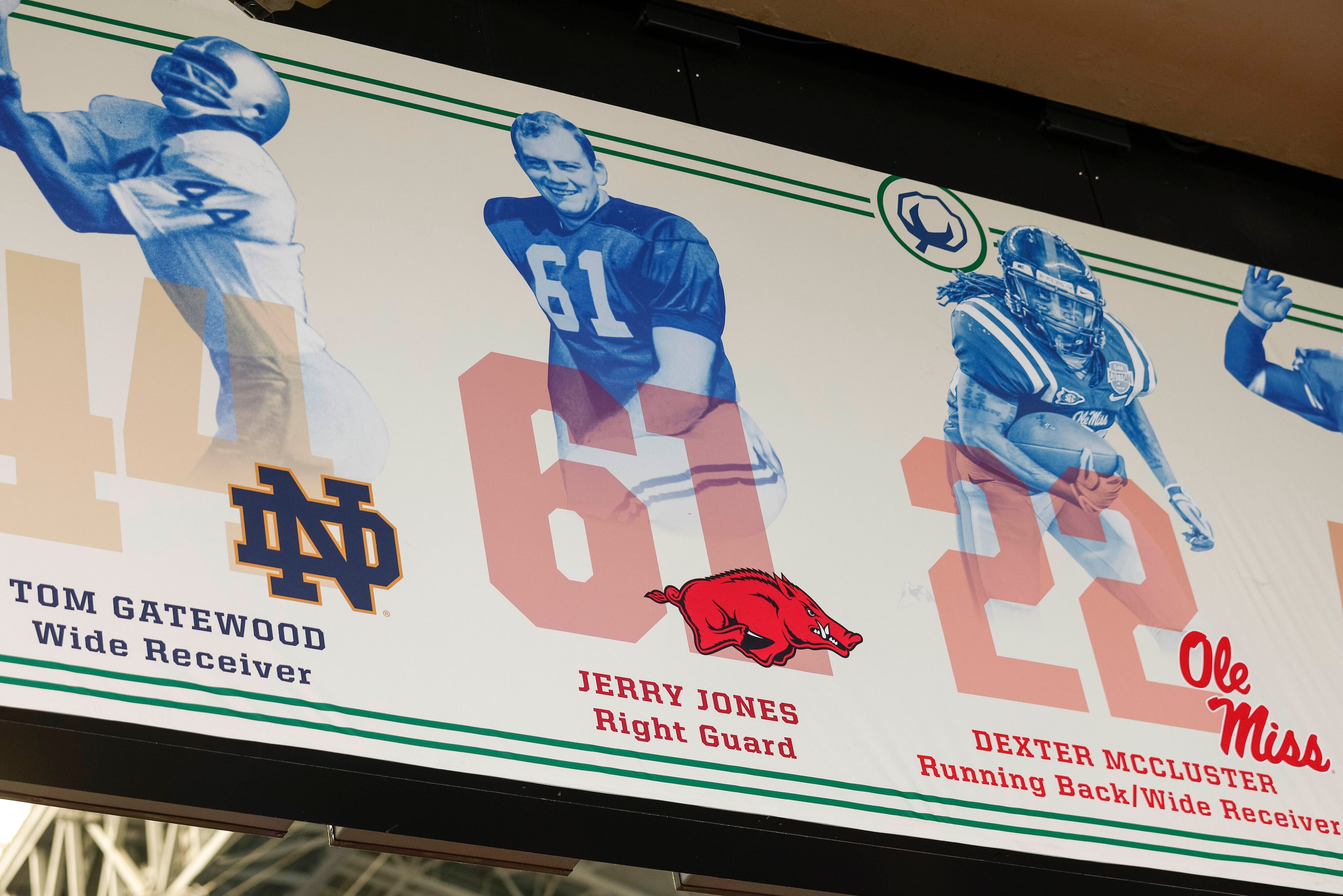 A photo of Dallas Cowboys owner Jerry Jones sits alongside other members of the 2020 Cotton...