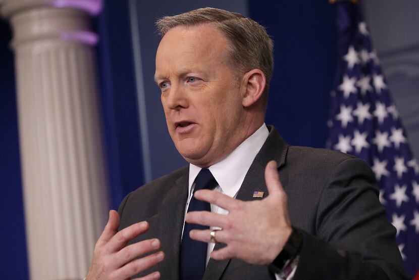 White House press secretary Sean Spicer has defended plans to use eminent domain for the...