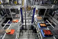 Perishable items are stored within a new refrigerated distribution center in Lancaster with...