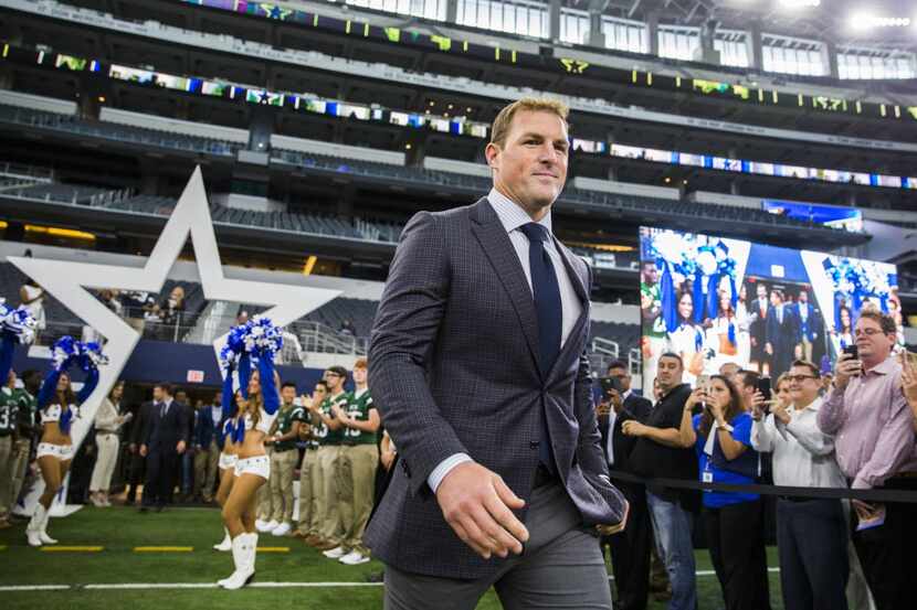 FILE - Cowboys tight end Jason Witten (82) is introduced during the 2016 Dallas Cowboys...