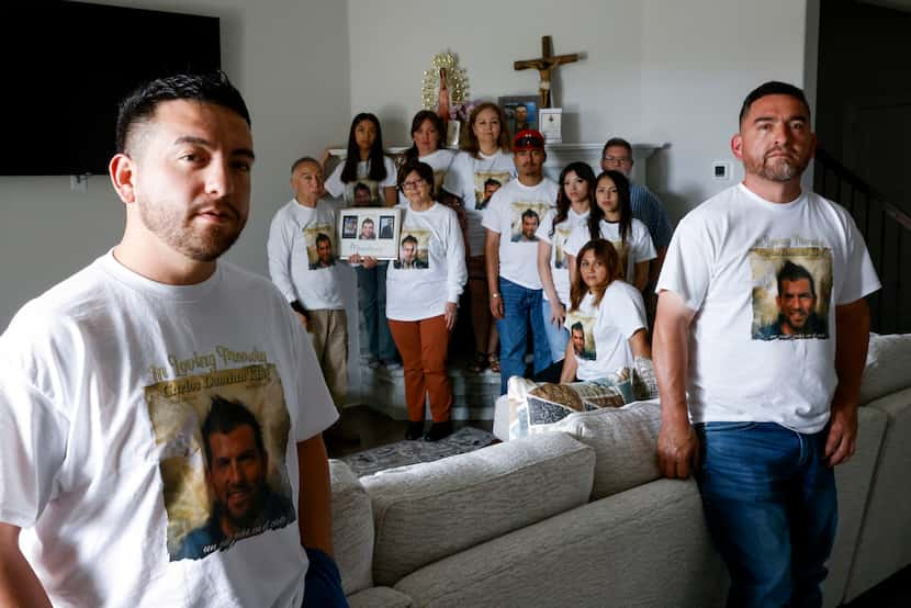 Brothers of Carlos King, Dante, 36, (left) and Hector, 47, (right), alongside his other...