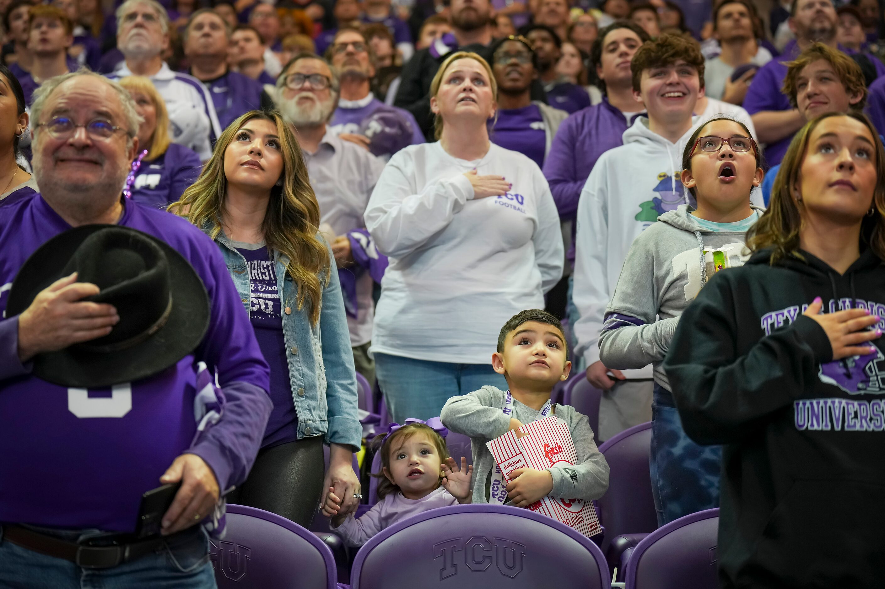 TCU fans XXXX during a College Football Playoff National Championship game watch party at...