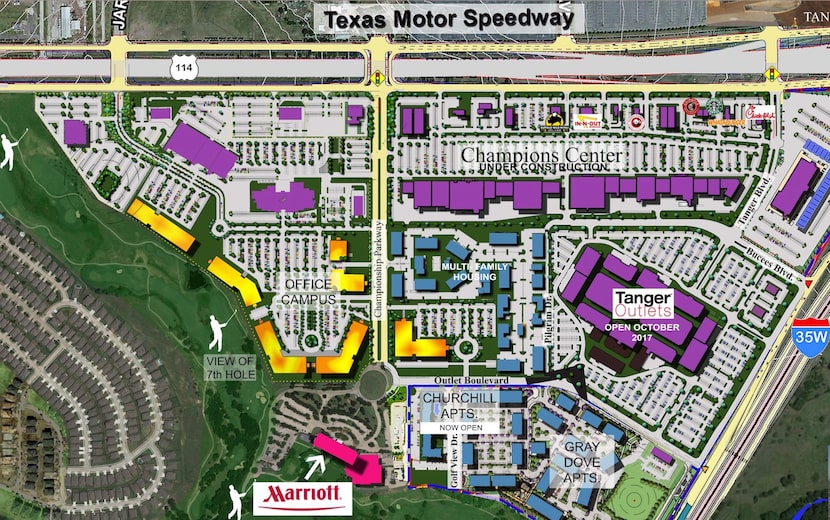 The office buildings KDC plans for Champions Circle would be built near the Marriott Hotel...