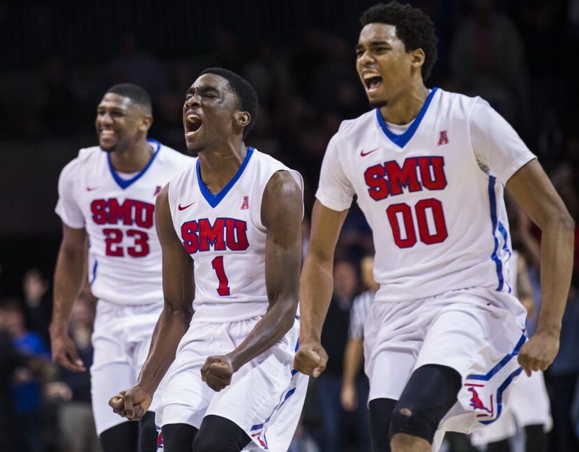 Southern Methodist Mustangs forward Jordan Tolbert (23), Southern Methodist Mustangs guard...