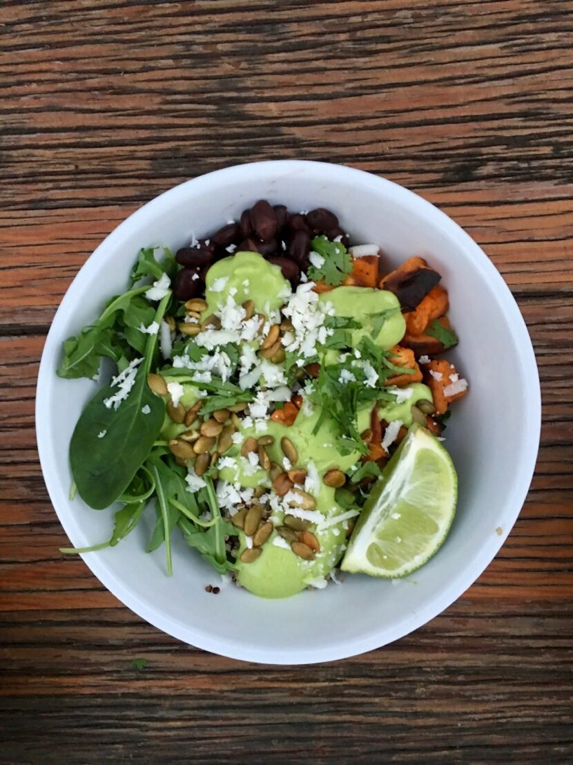 Wednesday bowl with avocado sauce.