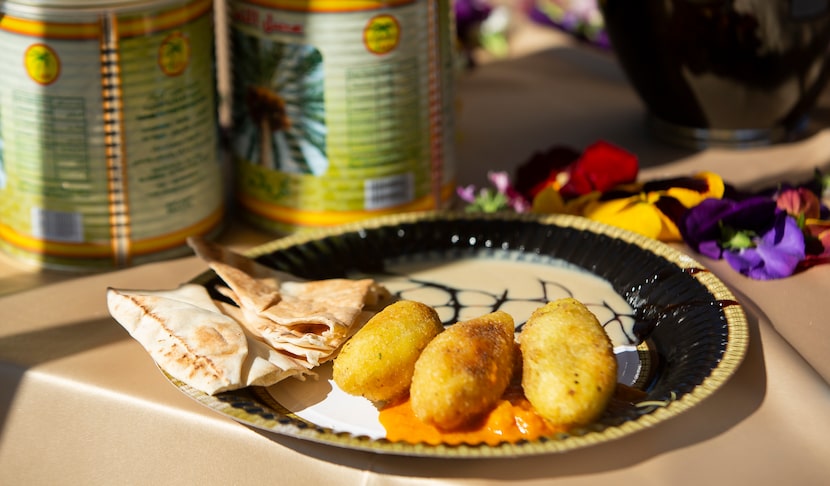 Food prepared by Nasher Prize winner Michael Rakowitz during a barbecue event in partnership...