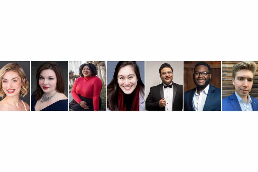 A collage of eight finalists who will compete in The Dallas Opera's 31st National Vocal...