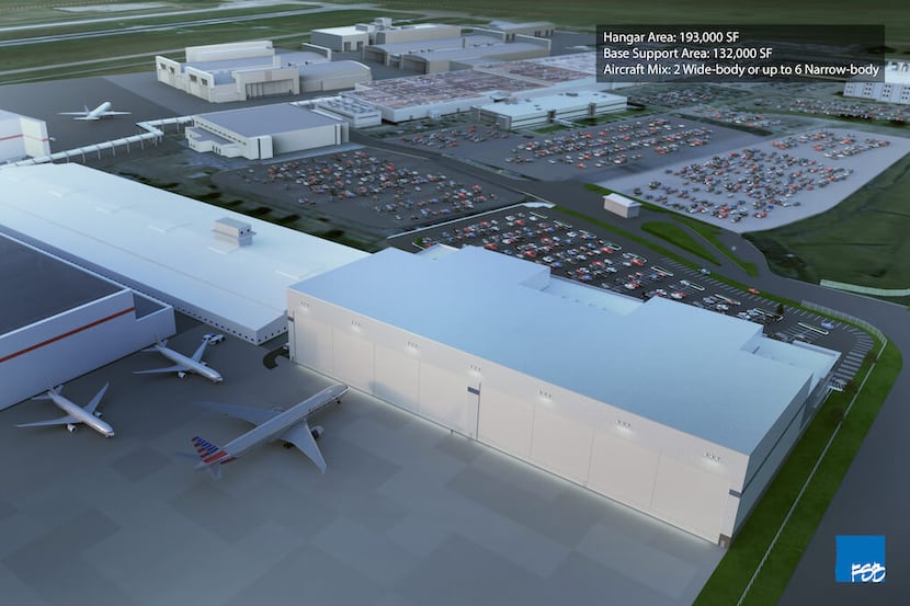 Renderings of the new buildings planned for the American Airlines maintenance base at Tulsa...