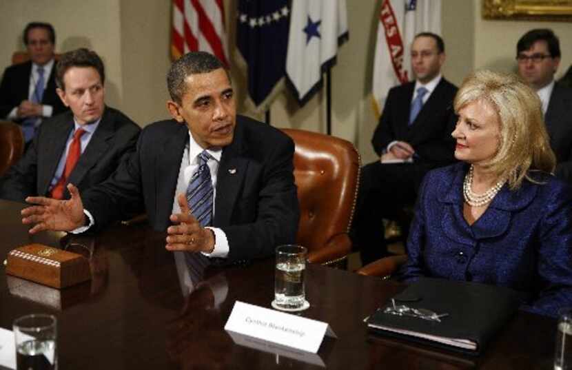 Cynthia Blankenship (right) met with President Barack Obama and former Treasury Secretary...