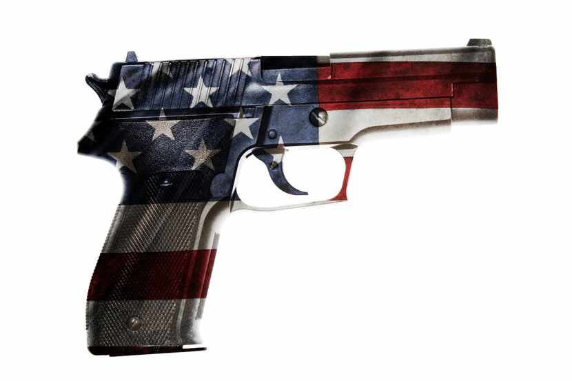 Handgun and American flag composite