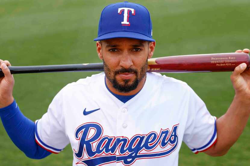 Texas Rangers infielder Marcus Semien is pictured during photo day at the team's training...